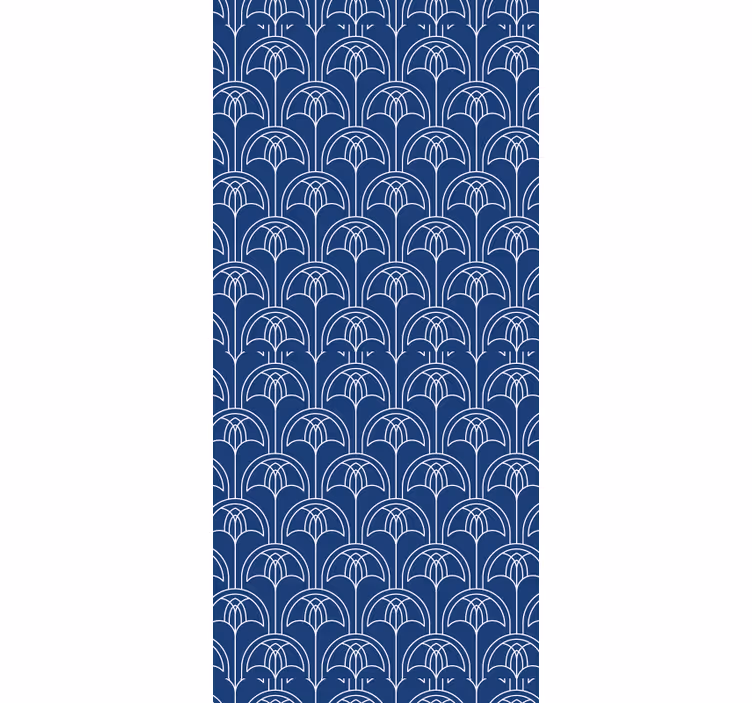 Modrý obrysový vzor Květinový ornament tapeta - TenStickers