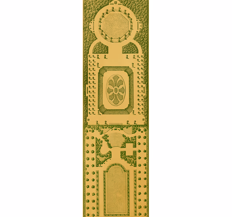 Tapeta se zeleným a zlatým vzorem ve stylu art deco - TenStickers