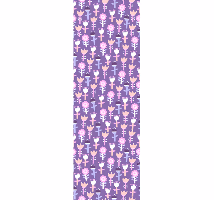 Fialový motiv květinová tapeta - TenStickers