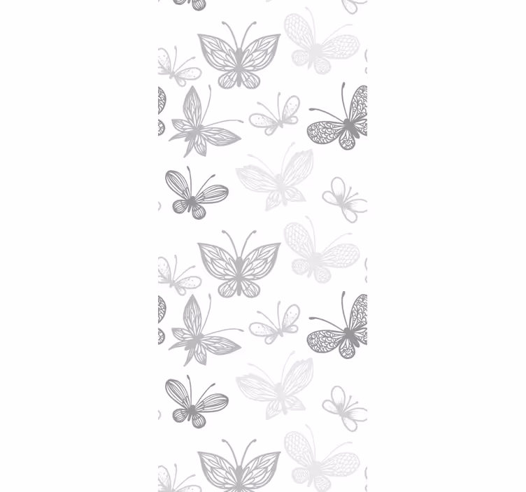 Elegantní šedý vzor Motýlí tapeta - TenStickers