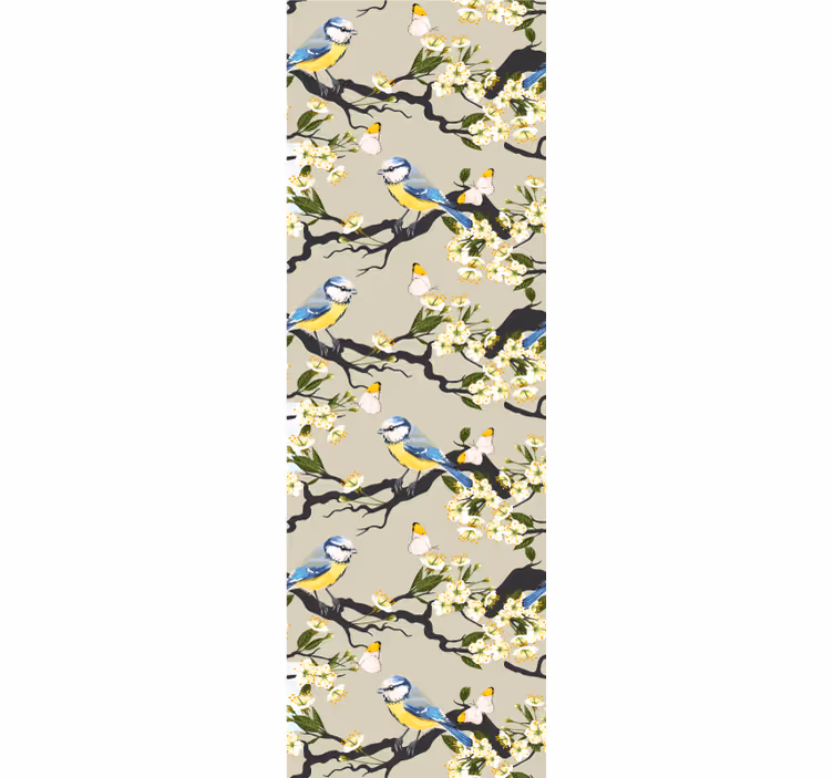 Ptáci tapeta modřinka na větvích - TenStickers