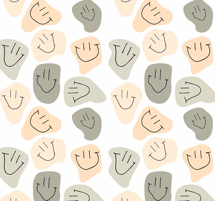 Jednoduché neutrální barvy smajlíky Tapeta pro ložnici teenagera - TenStickers