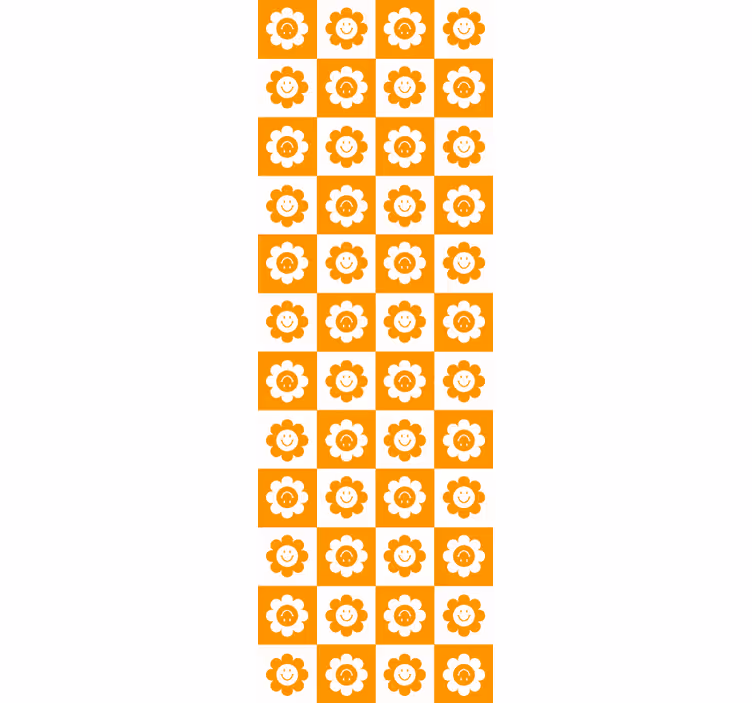 Květinový ornament tapeta s usmívajícími květinami - TenStickers