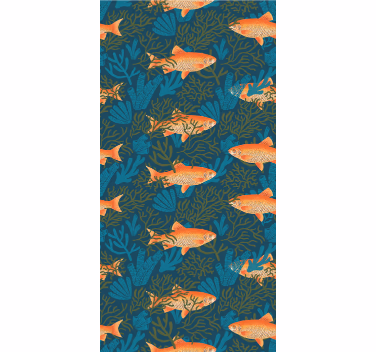 Realistický modrý a oranžový motiv Ryba tapeta - TenStickers