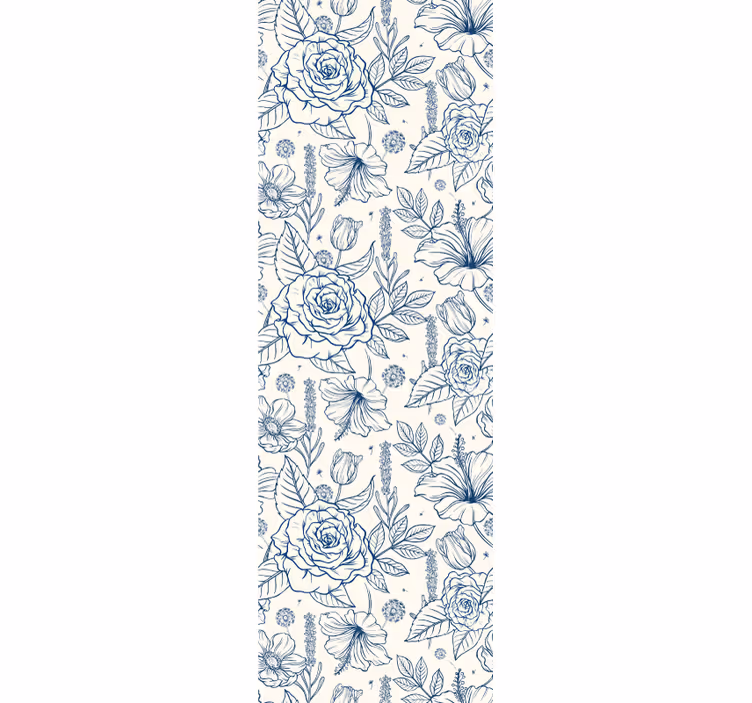 Delft modrý květ květinové tapeta - TenStickers