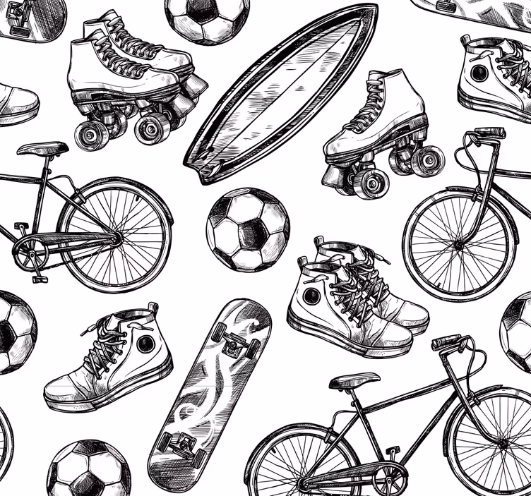Sportovní čmáranice vintage tapeta - TenStickers