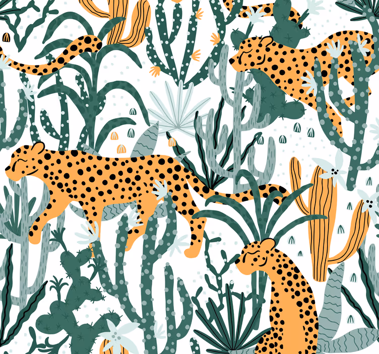 Lev v džungli Leopardí tapeta - TenStickers