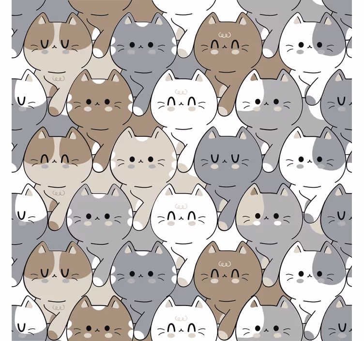Kočky ilustrace Tapeta do dětského pokoje - TenStickers