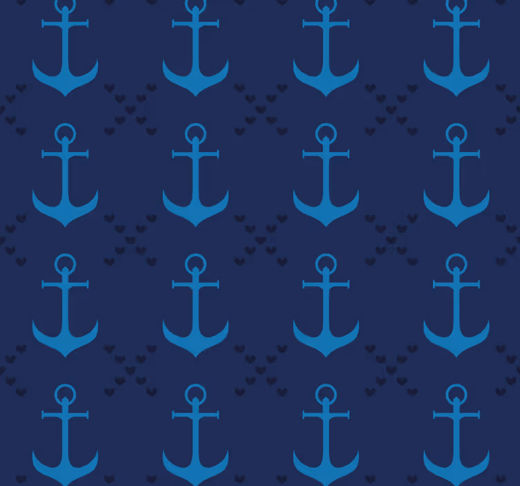Tmavě modré kotvy Tapeta do obývacího pokoje - TenStickers