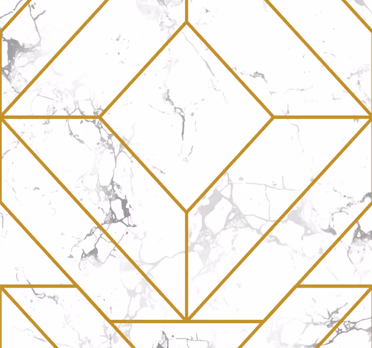 Zlaté a bílé geometrické Tapeta do obývacího pokoje - TenStickers