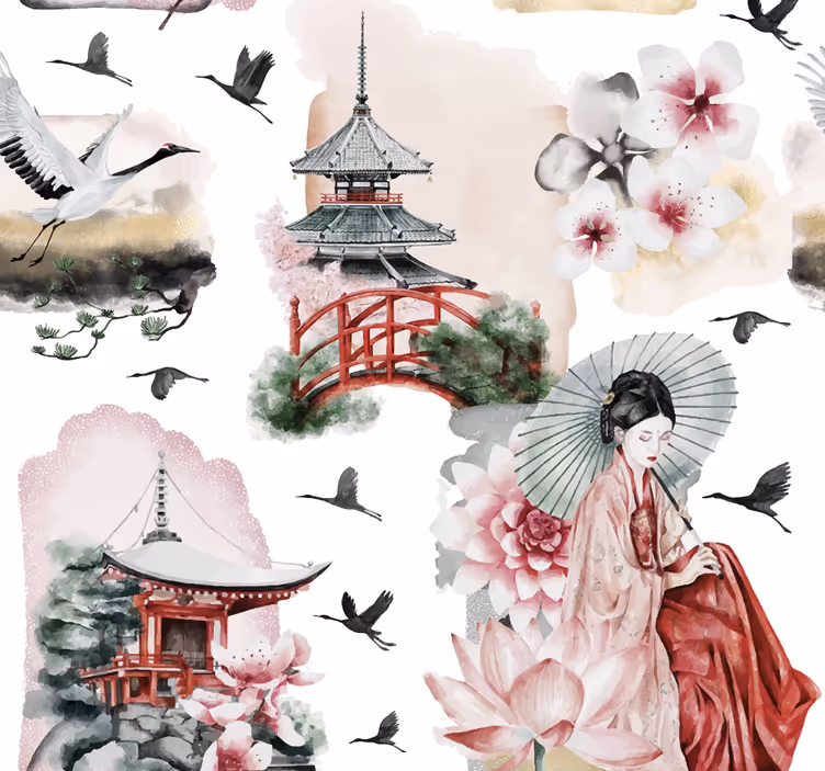 Japonsko tapeta na čelo postele - TenStickers