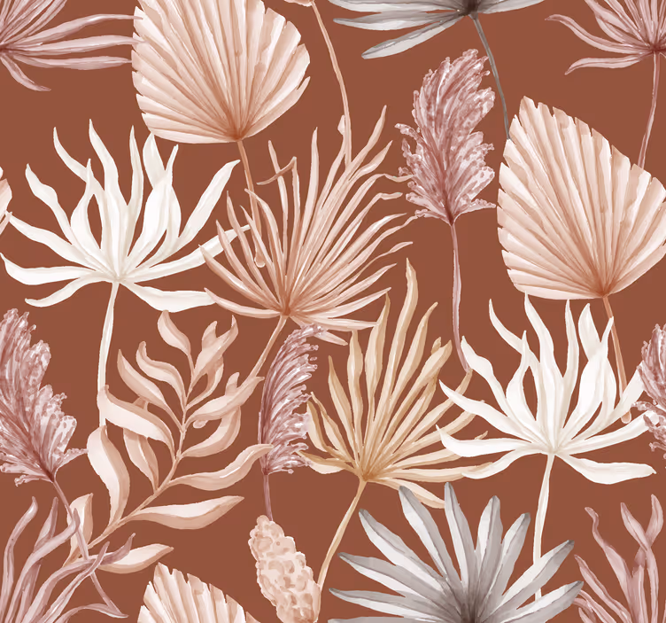 Listy monstera terakotová tapeta - TenStickers