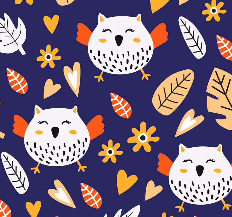 Sova přírodní vzor Ptáci tapeta - TenStickers