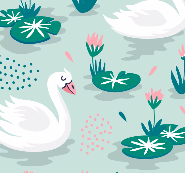 Vzor labutí jezero Zvířecí tapeta - TenStickers