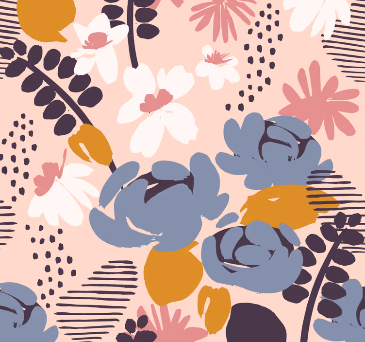 Květinový botanický vzor Květinový ornament tapeta - TenStickers