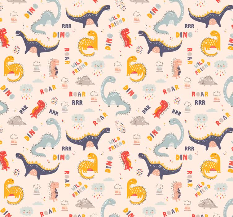 Barevné dinosaury se jmény dětské tapeta - TenStickers