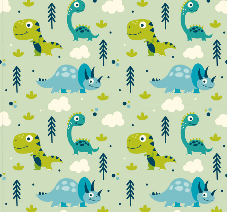 Zelené pozadí školky dinosaurus tapeta - TenStickers