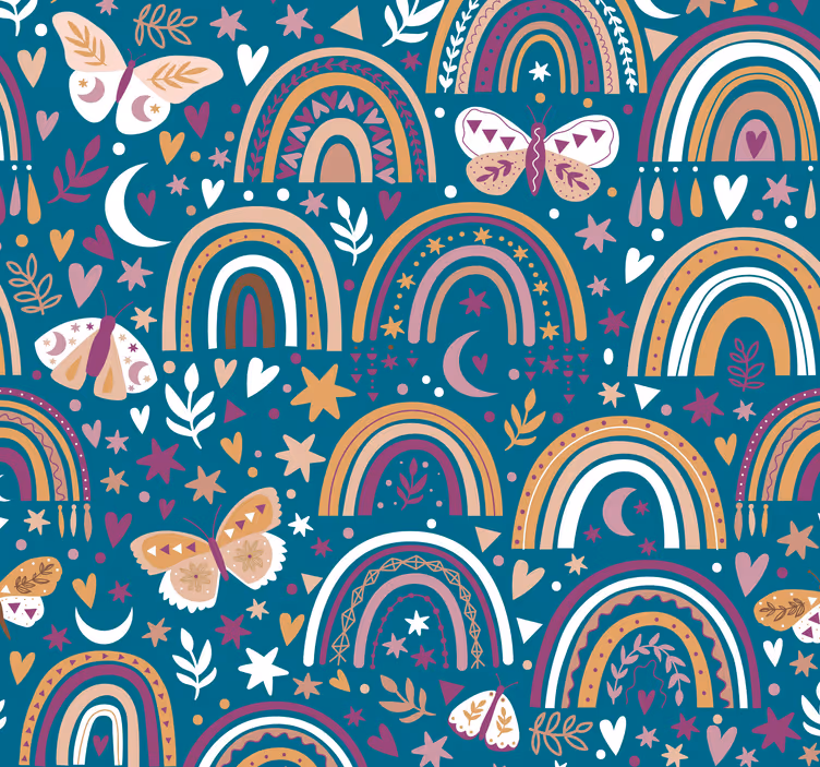 Vzor s dětskou tapetou duha boho - TenStickers