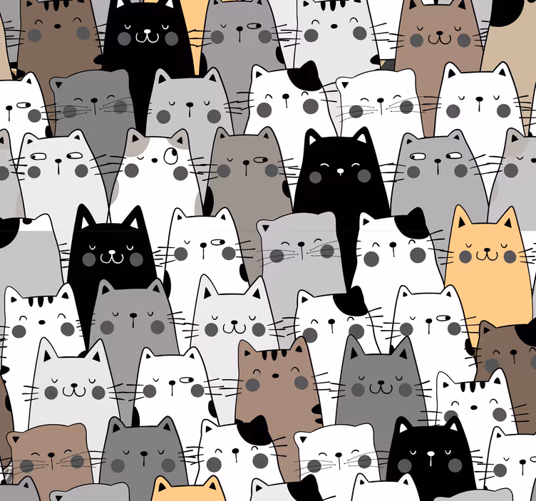 Barevné kreslené kočky vzor moderní tapeta - TenStickers