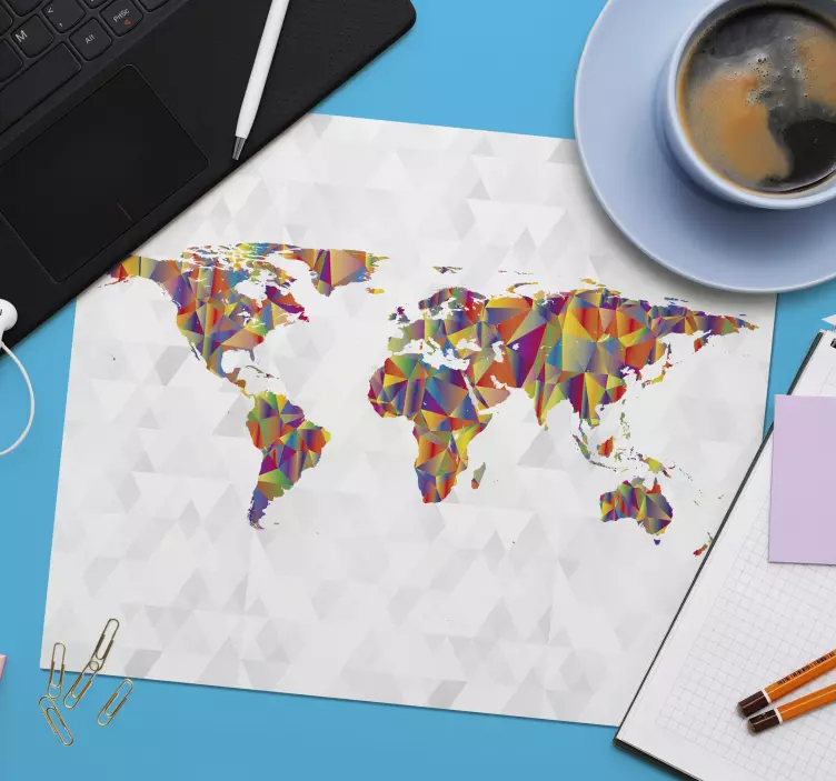 Barevné geometrické znázornění podložka pod myš mapa světa - TenStickers