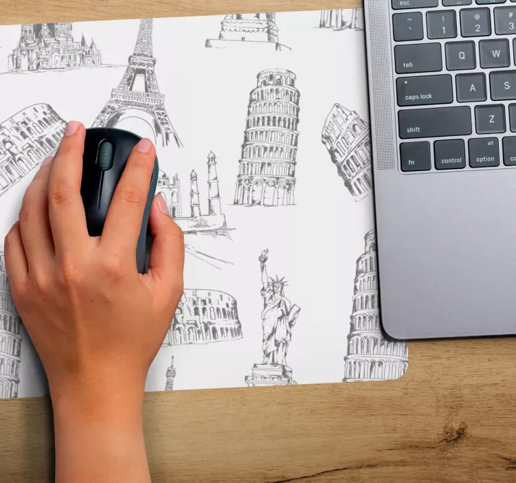 Nejslavnější památky vzor podložky pod myš - TenStickers
