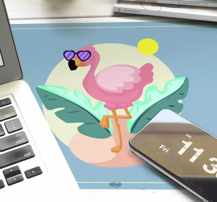 Plameňák se slunečními brýlemi originální podložka pod myš - TenStickers