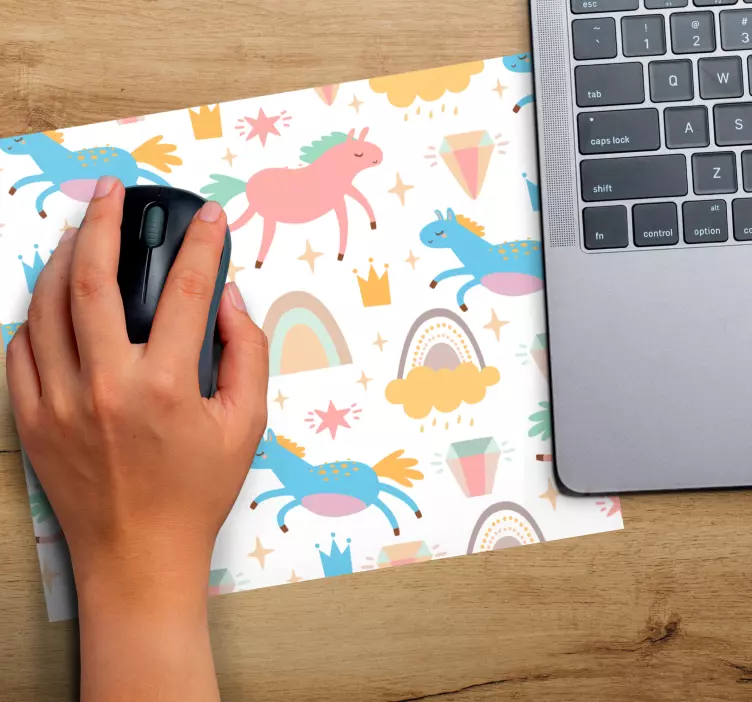 Roztomilý jednorožec duhový motiv originální podložka pod myš - TenStickers
