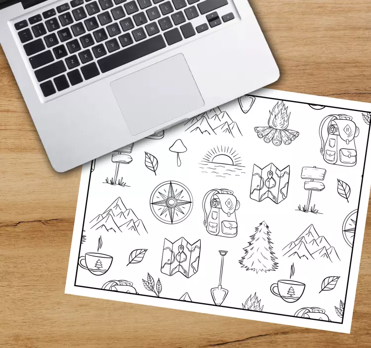 Ručně kreslený kompas, podložka pod myš z horských materiálů - TenStickers