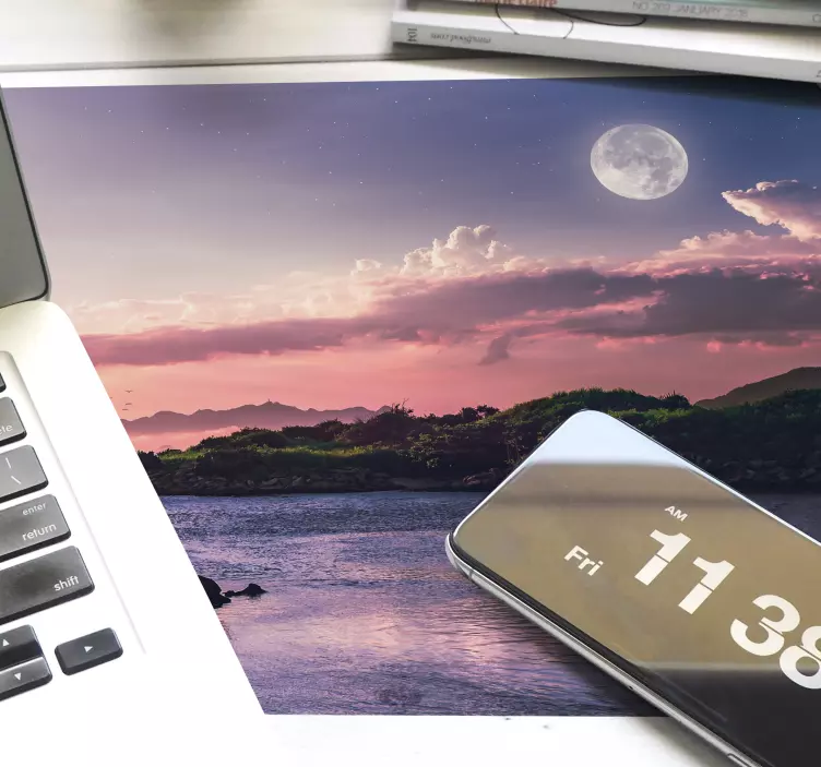 Růžová obloha a měsíc originální podložka pod myš - TenStickers