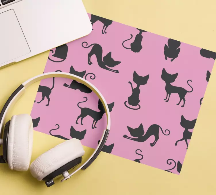 Růžové a černé kočky více podložky pod myš - TenStickers