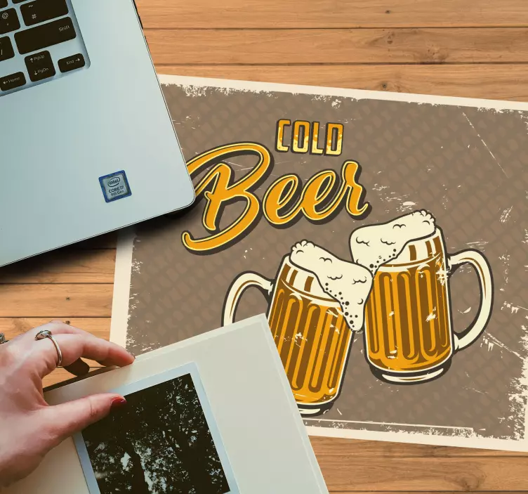 Studené pivo retro špinavý efekt originální podložka pod myš - TenStickers