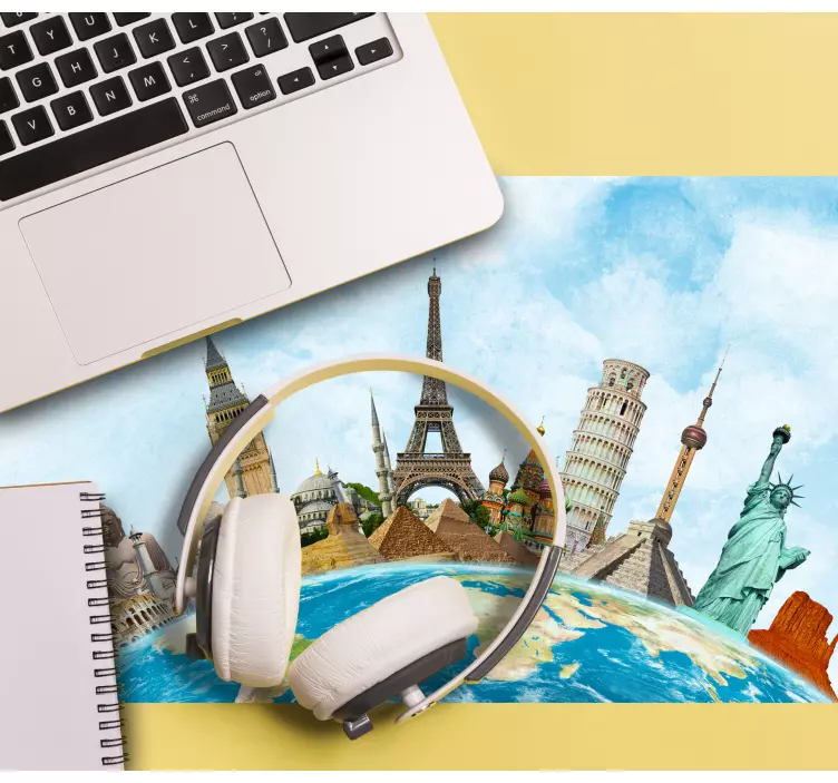 Světově proslulé památky podložka pod myš mapa světa - TenStickers