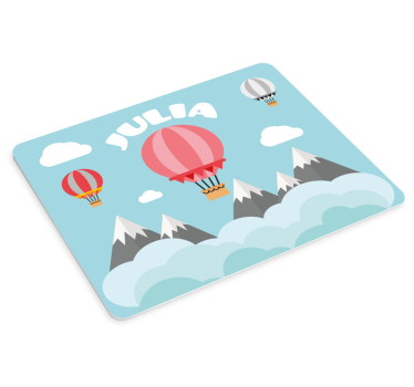 šedé a růžové hory a balónky vlastní mousemats - TenStickers