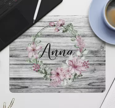 Akvarel květinový kruh s názvem vlastní mousemats - TenStickers