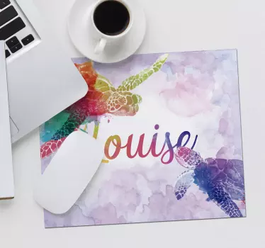 Barevné želvy se jménem přizpůsobené podložky pod myš - TenStickers