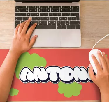 Bílé graffiti zelené bubliny vlastní podložky pod myš - TenStickers