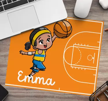 Dívka basketbalista s názvem vlastní podložky pod myš - TenStickers