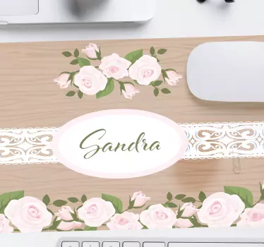 Dřevěná textura s růží vlastní podložky pod myš - TenStickers