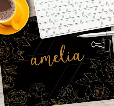 Elegantní květinová personalizace podložka pod myš se jménem - TenStickers