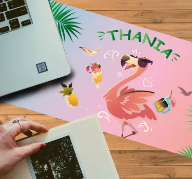 Tropický plameňák podložka pod myš se jménem - TenStickers