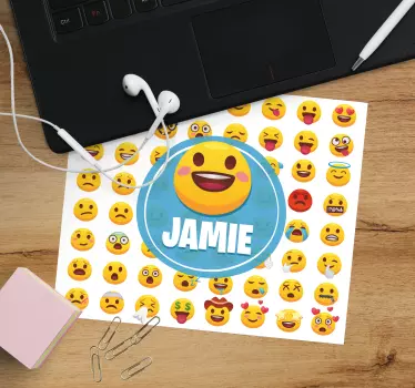 Podložka pod myš se jménem s veselými emotikony - TenStickers