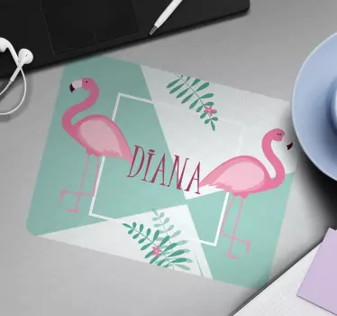 Roztomilé plameňáky s listy vlastní mousematy - TenStickers