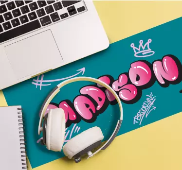 Růžové cool nápisy graffiti vlastní mousemats - TenStickers