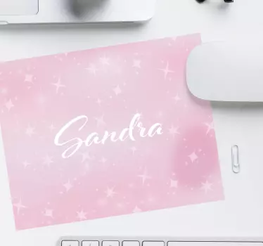 Růžové třpytky se jménem vlastní podložky pod myš - TenStickers