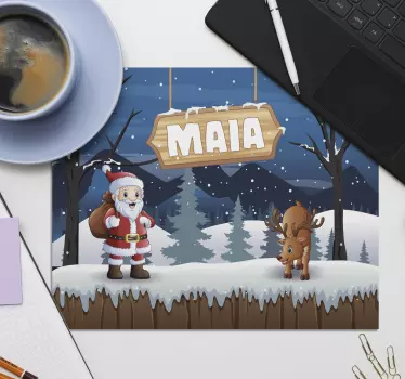 Vánoční podložka pod myš santa s soby - TenStickers