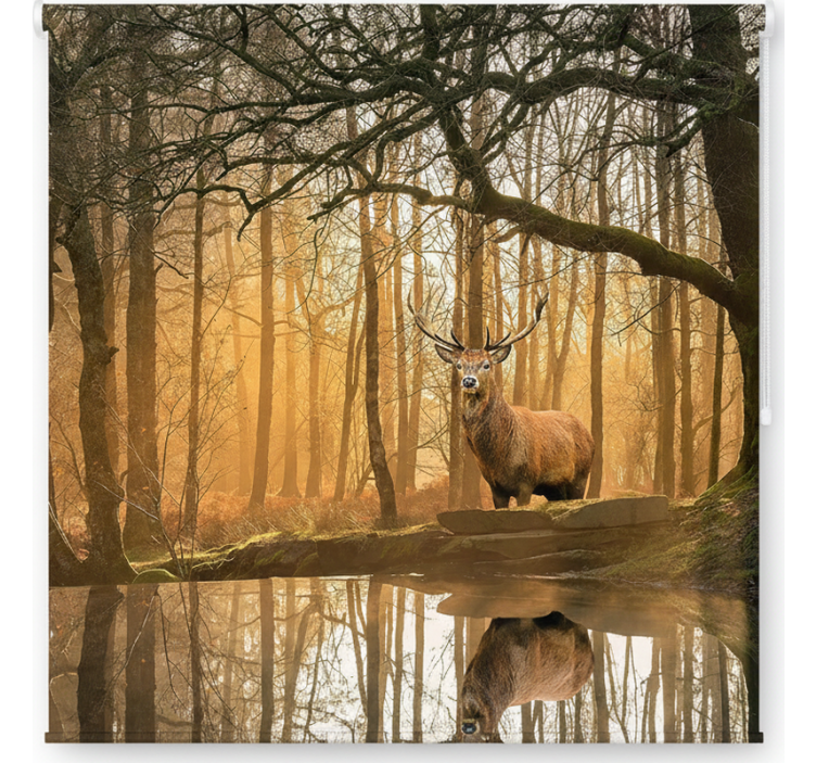 Roleta stromy zlatý jelen u jezera - TenStickers