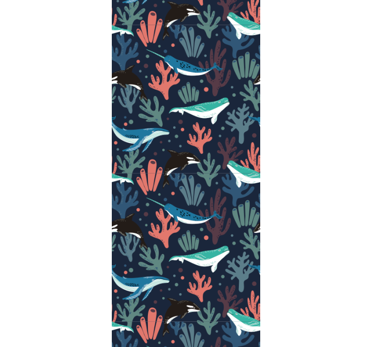 Roleta děti s živými mořskými zvířaty na modrém pozadí - TenStickers