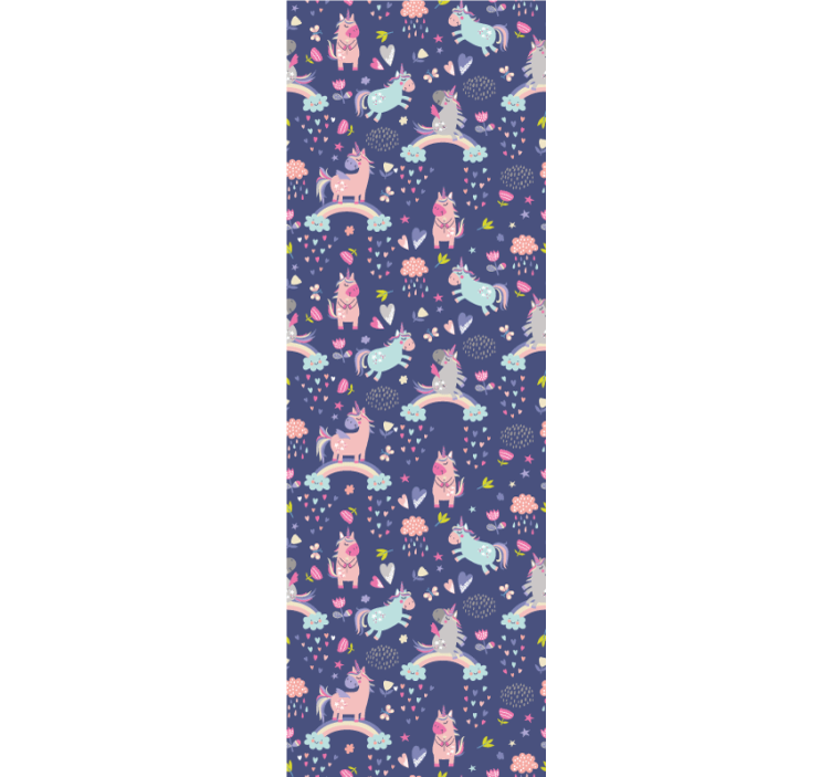 Roleta děti s barevnými jednorožci a duhou - TenStickers