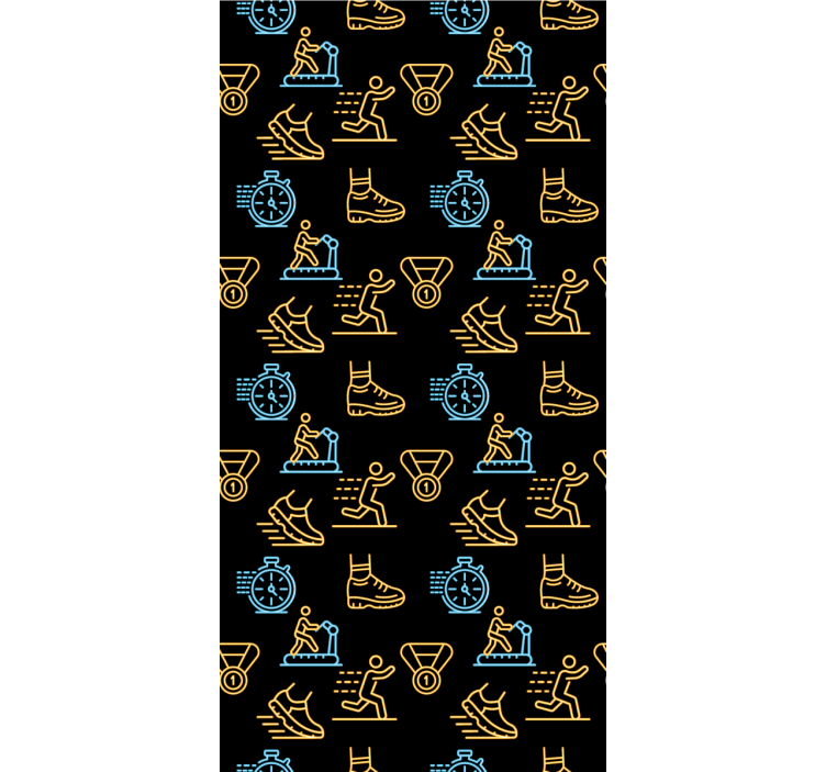 Moderní roleta s neonovými ikonami na černém pozadí - TenStickers