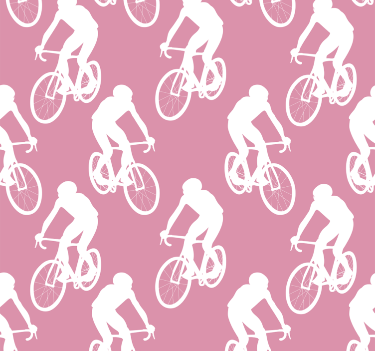 Růžová roleta s bílým vzorem cyklistů - TenStickers